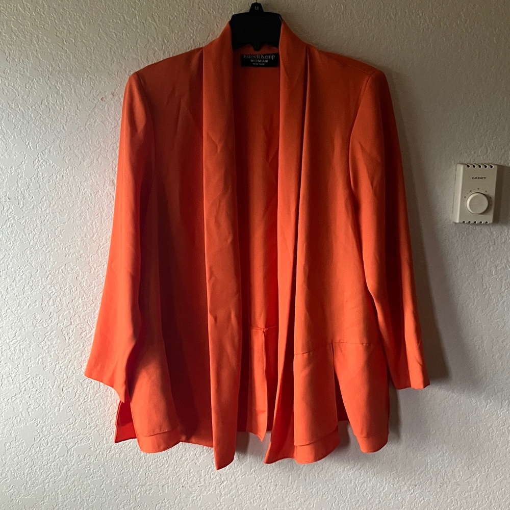 Russell Kemp Woman New York Y2K Orange Polyester Georgette Layers Blazer wmn 18